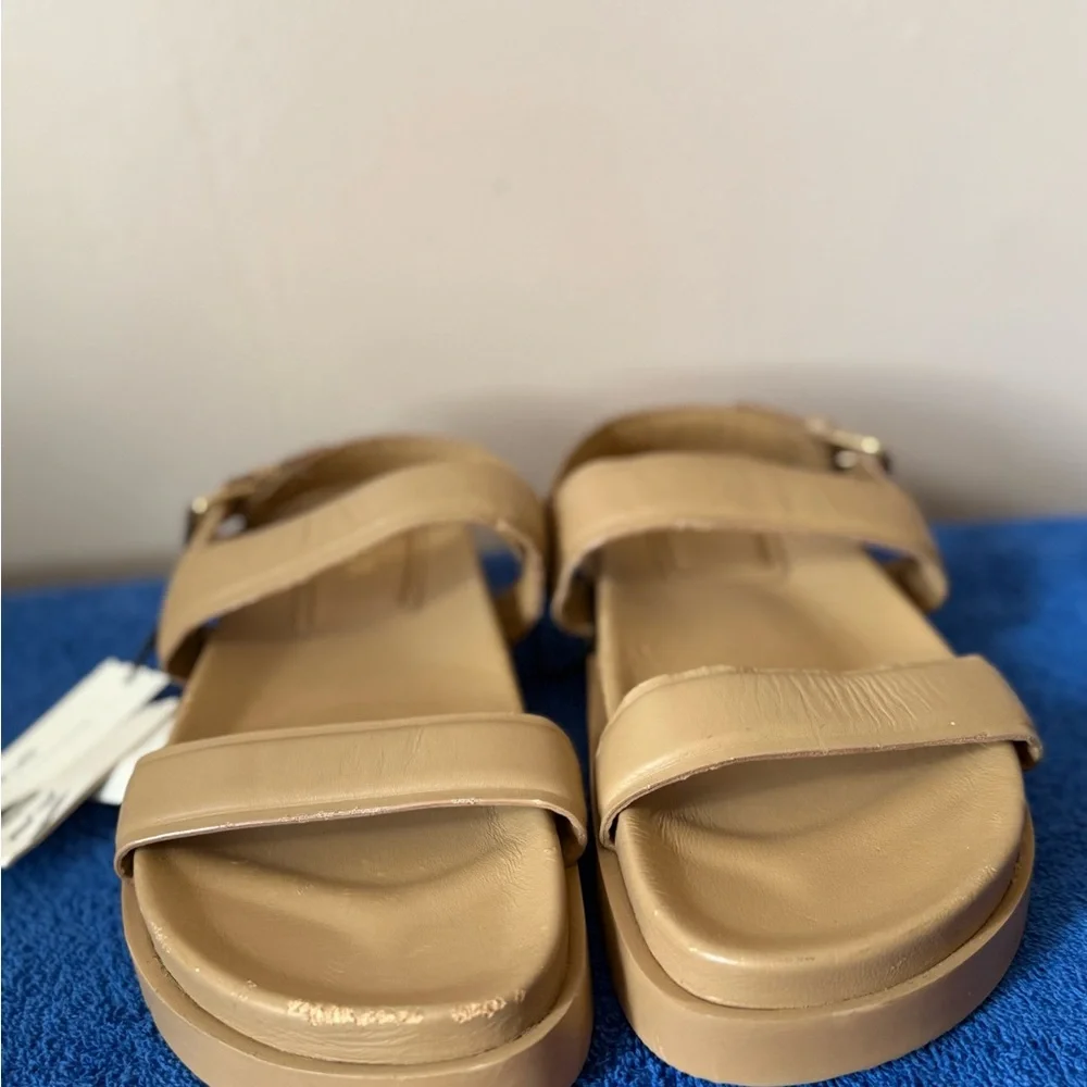 Zara Women's Tan Leather Sandals US 7.5, EU 38 New With Defects - Picture 2 of 8
